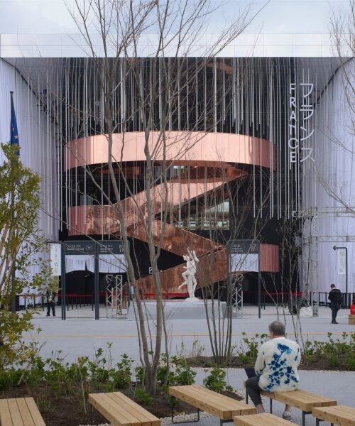 winding copper staircase fronts coldefy & carlo ratti's france pavilion at expo 2025 osaka