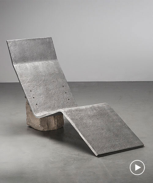 batten and kamp combines textured cast aluminum with rough-cut marble in furniture series